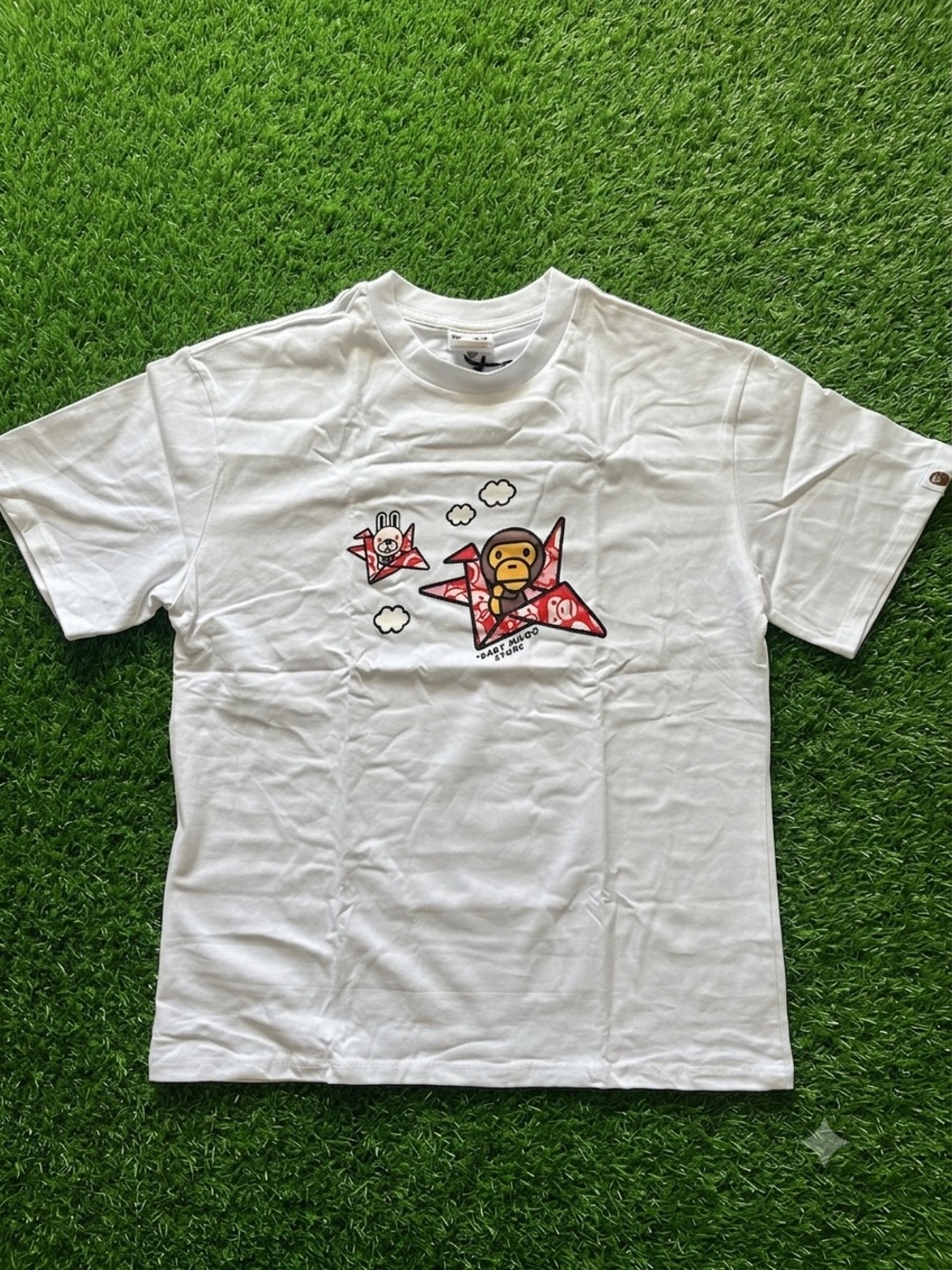 Bape White T-Shirt with Red Graphic Ape Logo